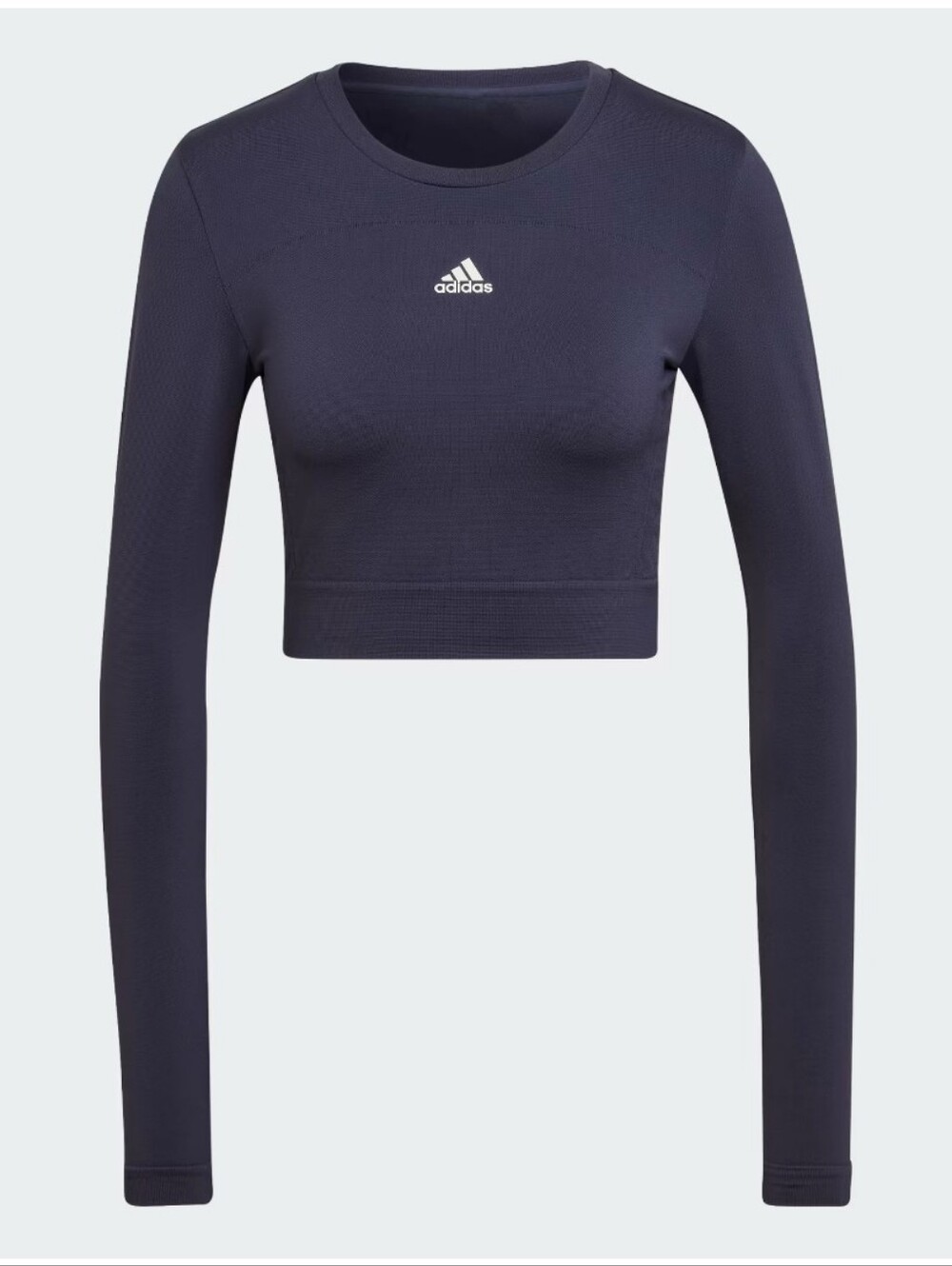 Adidas Aeroknit Seamless Fitted Crop Tee Navy Size S